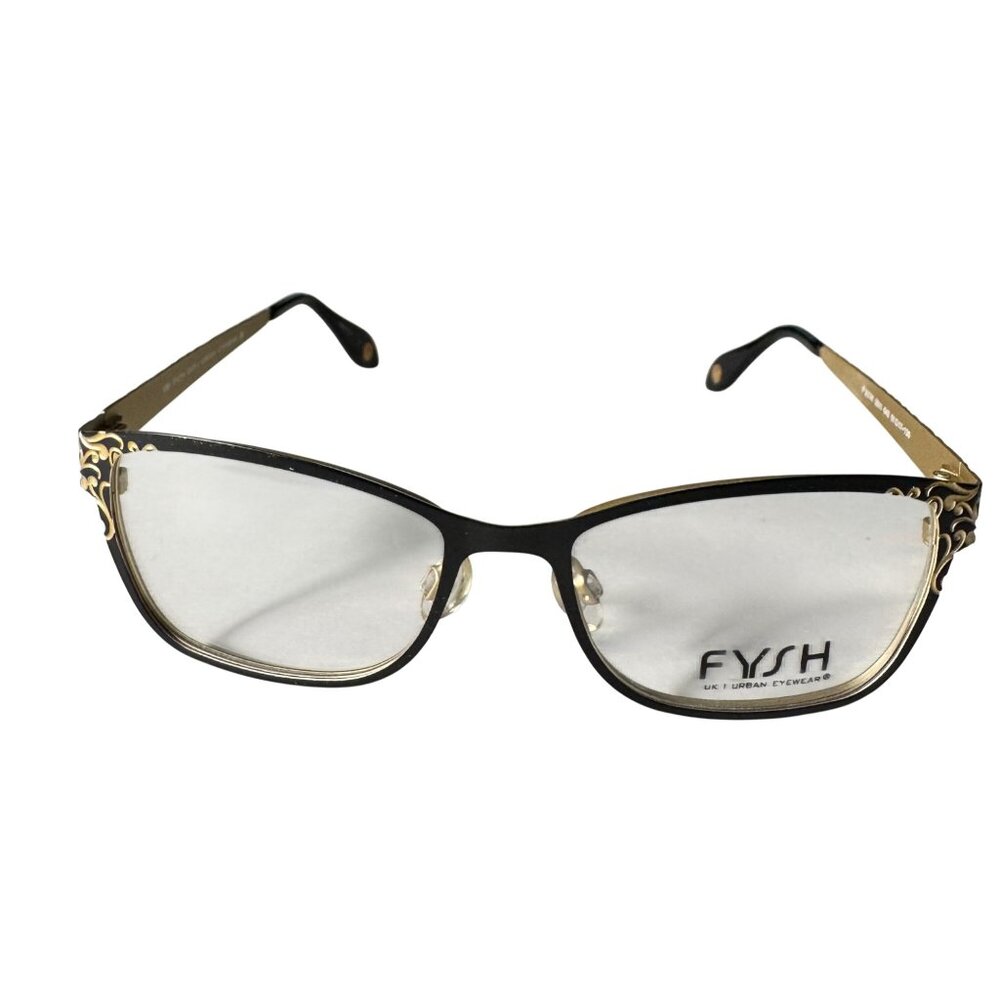 Fysh UK Urban Eyewear 3511 51-17-135 FRAME ONLY Black/Gold Scrollwork Eyeglasses